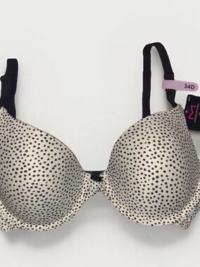 Maidenform Black Polka Dot T-Shirt Bra on Cream